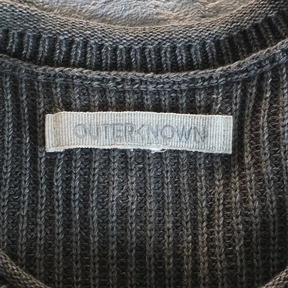 Outerknown Fisherman Sweater Charcoal Gray Organic Cotton Ribbed Knit Small